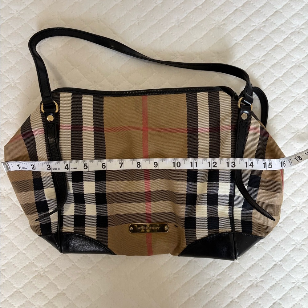 Burberry Tan and Black Tote Bag with Iconic Check Pattern - Picture 13 of 14